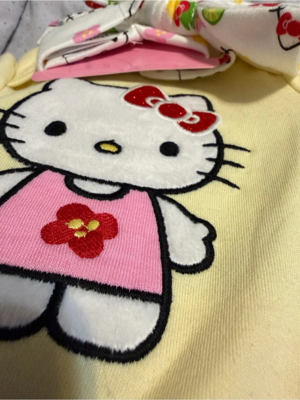 Hello Kitty Yellow Bodysuit & Printed Bloomers Set and headband 3m NWT